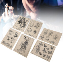 6 Stück Gummi-Tattoo-Übungshaut Körperkunstwerkzeug mit Mustern für Tattoo-Training