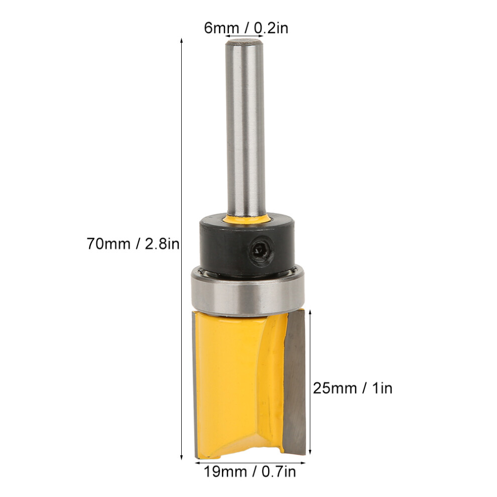 1/4in Shank Flush Trim Router Bit 1/4x3/4x25mm for Woodworking