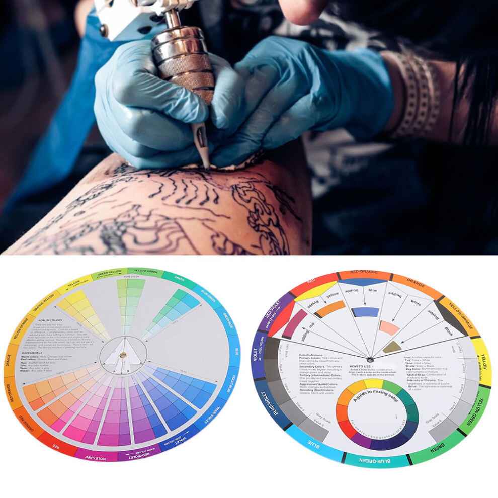 Tattoo Color Wheel Mixing Guide, 23cm Paper Accessory for Artists