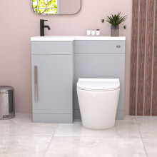 Nes Home Matte Grey 900mm L-Shape Left Hand Vanity Unit & Toilet