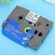 12mm Brother Etikettenband Rolle für Etikettendrucker Schwarz auf matter Silberfolie
