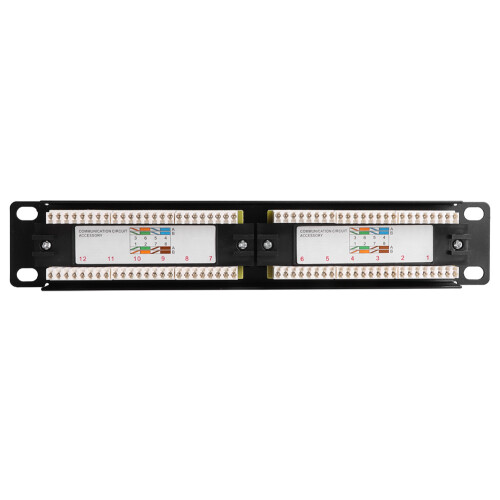 Durable 12-Port Ethernet Patch Panel Standard T568A/B Wiring