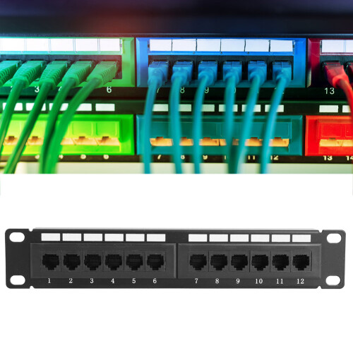 Durable 12-Port Ethernet Patch Panel Standard T568A/B Wiring 2
