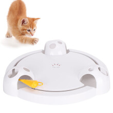Automatisches weißes Katzen-Drehspielzeug, 32x32x7cm, drehendes Mausspiel