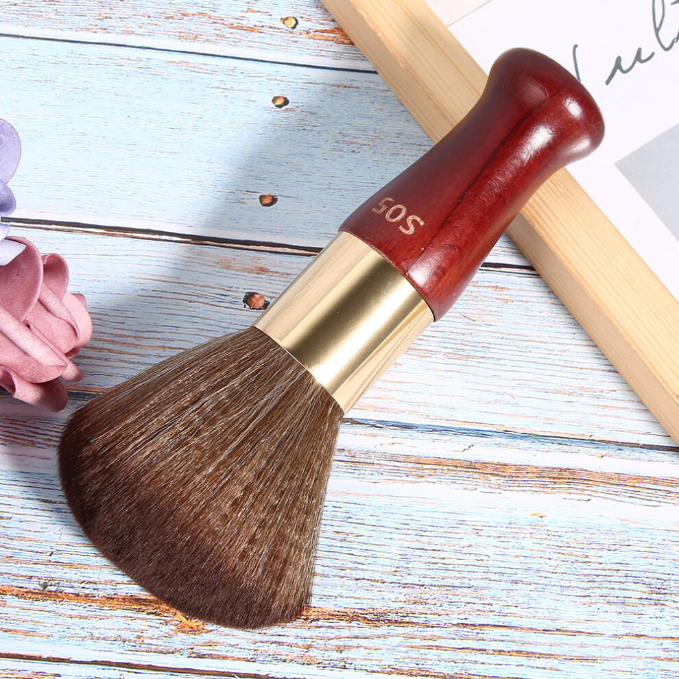 Wooden Handle Hair & Shaving Brush Cleaner Salon Styling Duster Reddish Brown