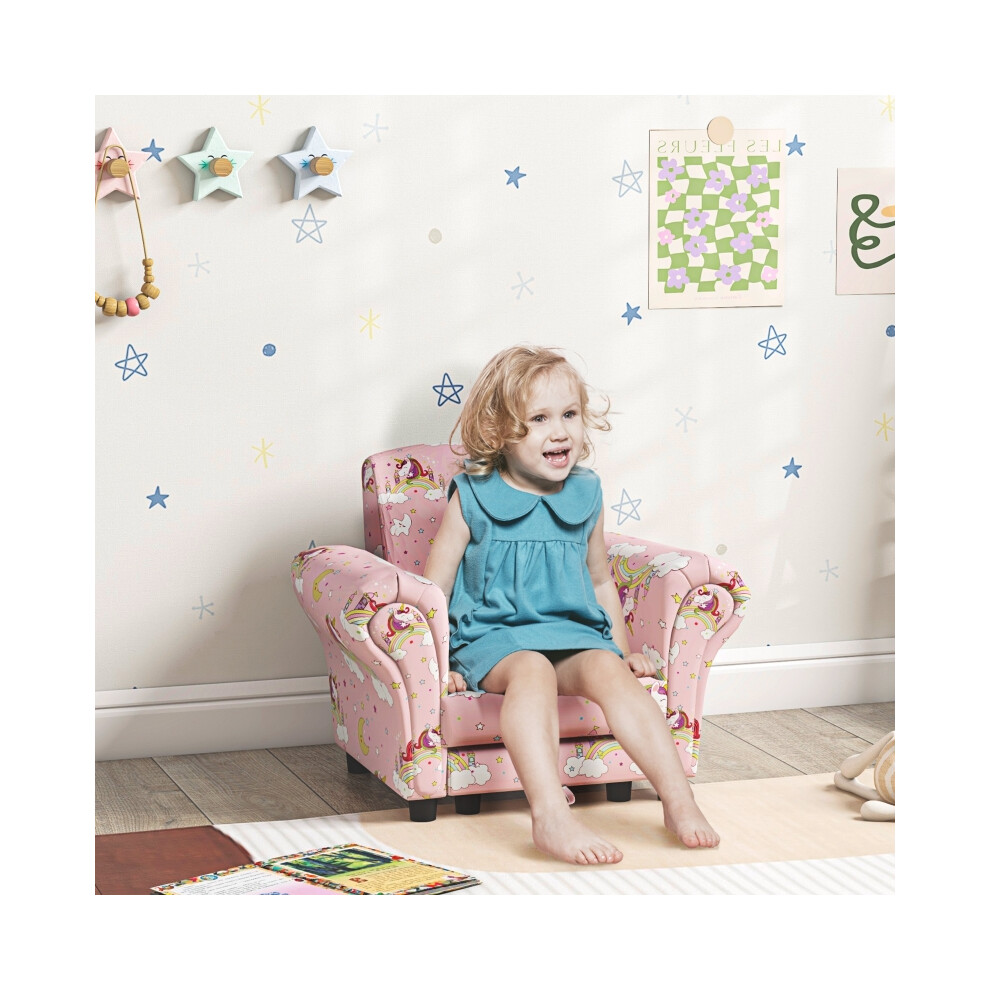 Young Children's Pink Unicorn Sofa Set - 2 Piece Wooden Frame for Ages 1.5-3 Comfortable & Easy to Clean Kids Play Furniture-image-OPC-PMZNVT8-NEW