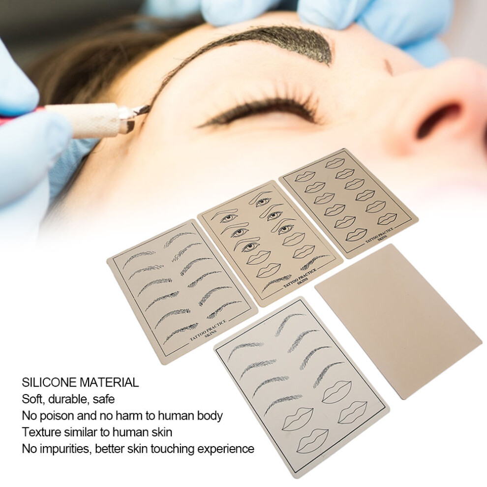 Soft Microblading Practice Skin Silicone 5pcs Set for Eyebrow Tattoo Practice