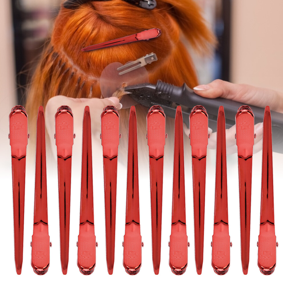 Unisex Red Barber Shop Hair Clips 12Pcs Salon Clamp Grips Duckbill Style Hairpins