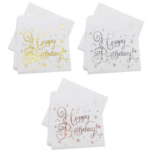 Cocktailservietten für das Geburtstagsessen, weiß, gefaltet, 16,5 x 16,5 cm, stilvolle Tischdekoration mit 2-lagigen Papierservietten,