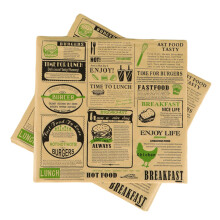 Papel para embrulhar alimentos com tema de jornal, folhas kraft com tinta ecológica, forros de bandeja fáceis de limpar, papel descartável para