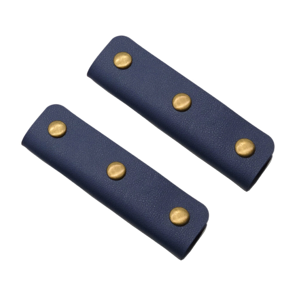 2pcs Sophisticated Leather Handle Wrap With Buckle-Dark blue-image-OPC-PMZP7J5-NEW