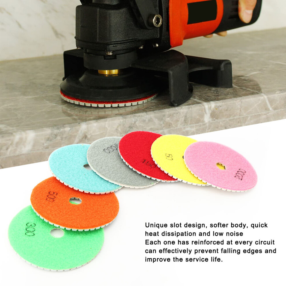 7Pcs Marble Resin Polishing Pads 100Mm Grits 50-3000 For Stone & Glass 8461361955415