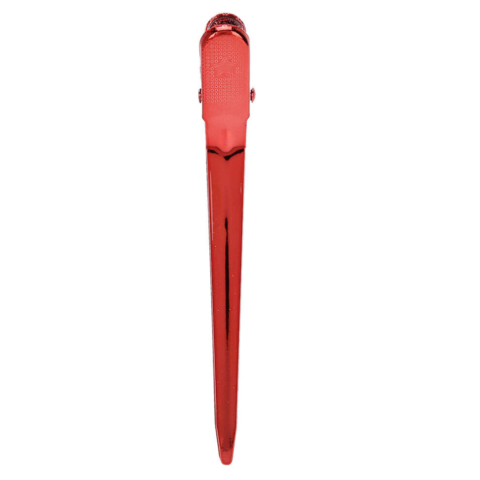 Unisex Red 12Pcs Hairdressing Duckbill Clips - Perfect For Styling And Curling