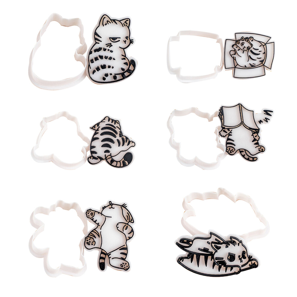 6pcs Cats Cookie Cutters Cute Cats Biscuits Molds Cats Cookie-image-OPC-PMZPGV9-NEW