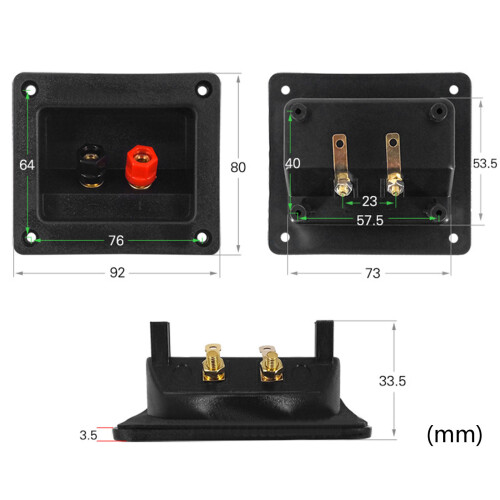 2 Positions Audio Junction Box Screw Clip Speaker Box Terminal 1