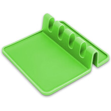 Skeholder med dryppude, varmebestandig silikonebestikholder, holdbar skeholder til komfur, køkkenbordholder med flere huller, BPA-fri