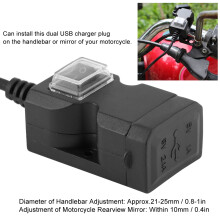 12V Doppel-USB-Motorrad-Ladegerät Wasserdichter Lenker-Stromadapter 5V 1A/2,1A