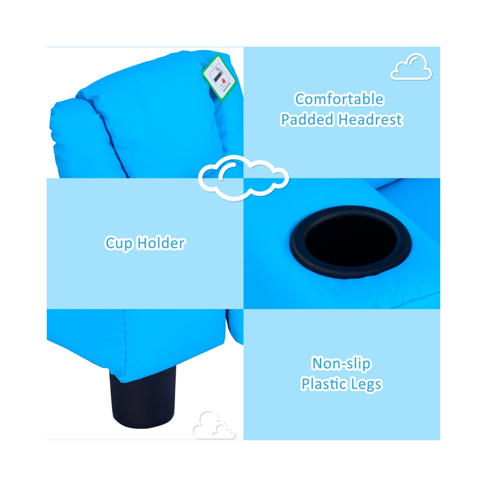 Kids Recliner Chair Blue with Adjustable Backrest PU Leather Padded Headrest & Footrest Comfortable Child Seat-image-OPC-PMZPKBC-NEW