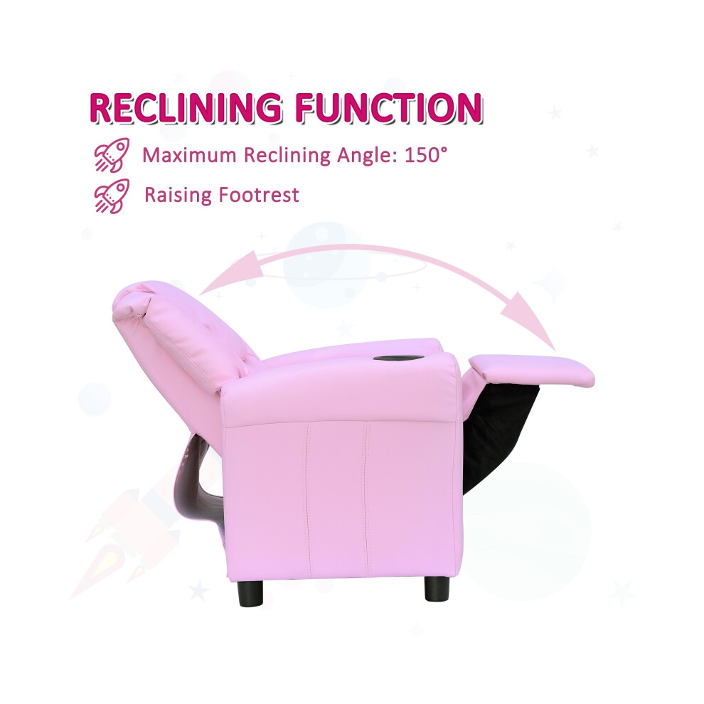 Children's Recliner Chair Pink with Adjustable Backrest Footrest Padded Headrest PU Leather Cover for Relaxed Sitting-image-OPC-PMZPKBK-NEW