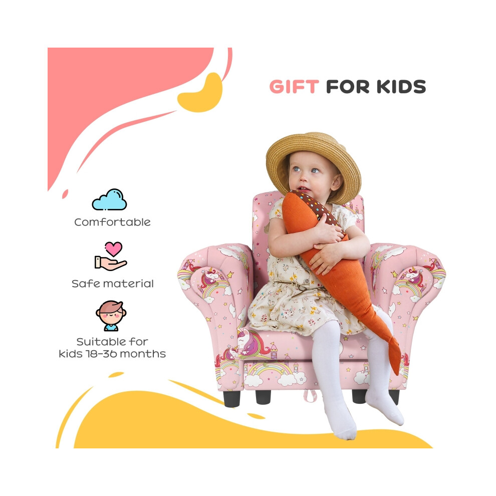 Unicorn Kids Sofa in Pink - Wooden Baby Sofa for 1.5-3 Years Old Perfect for Playroom Safe Stylish & Comfortable-image-OPC-PMZPKGM-NEW