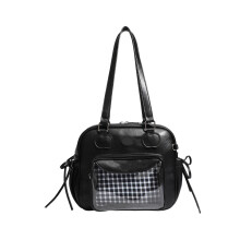 PU Transparent Shoulder Bag Compact Lightweight Underarm-Black