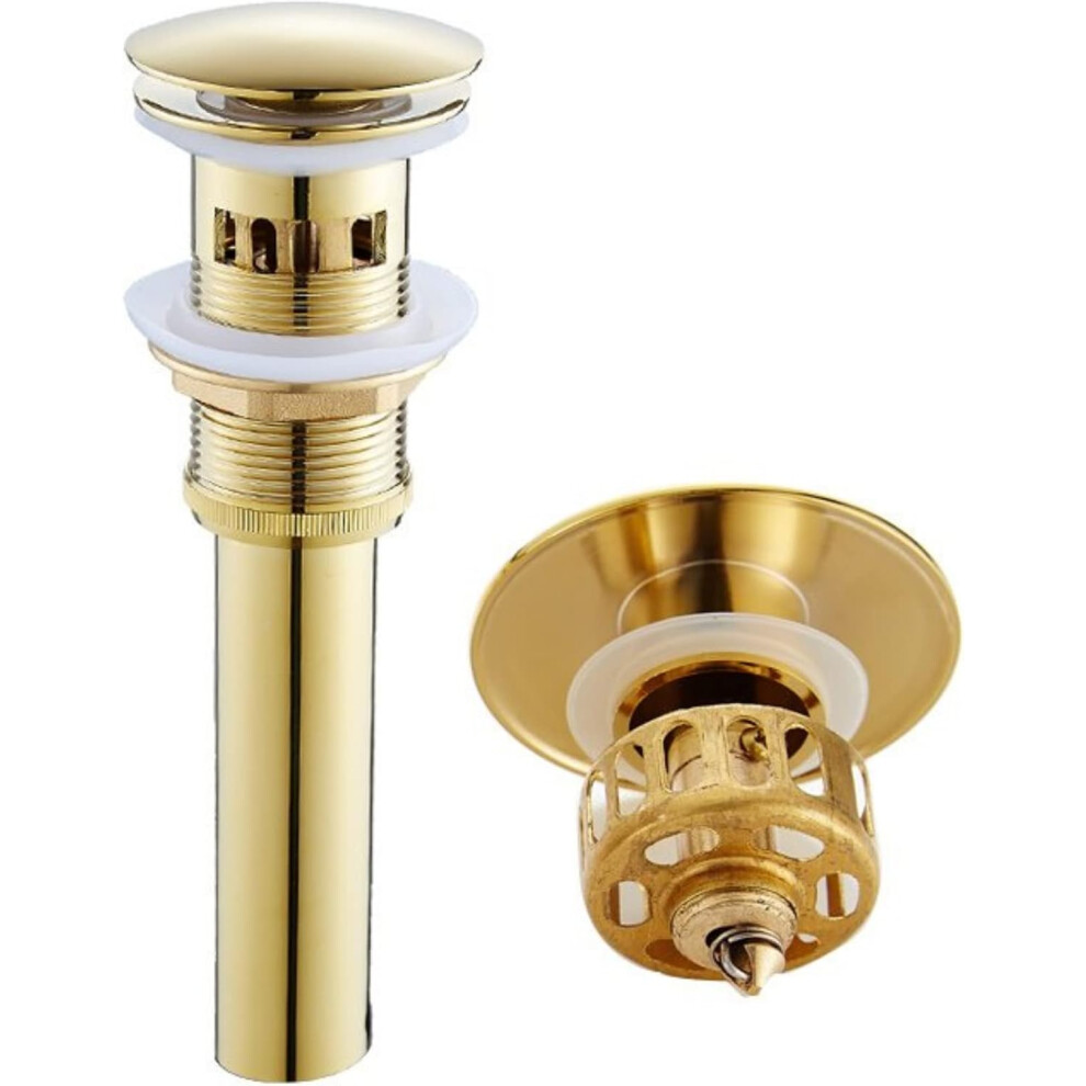 Brass Construction Pop Up Drain Stopper With Overflow, Easy To Install Vanity Vessel Sink Drain Featuring No Leaks Technology, Sink Drains For Bathroo 9055394403563