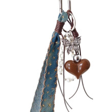 Cute Bag Charm Pendant Keyring Heart,Denims Braided Rope
