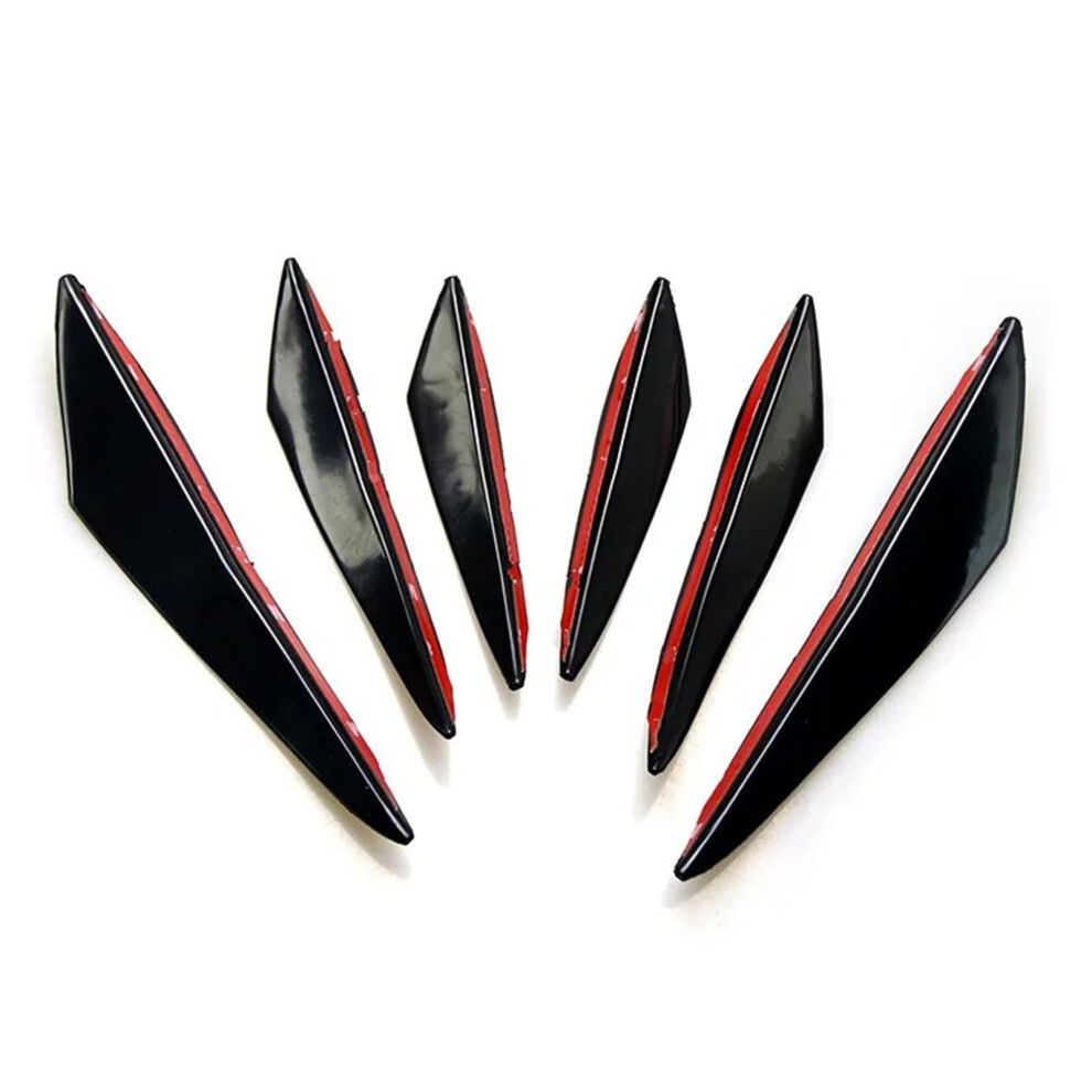 Front Spoiler Car Tuning Canard Universal Front Bumper Lip Diffuser Splitter Fin Body Spoiler Canard Spoiler Lip Body( 6Pcs) Black 9323874992075