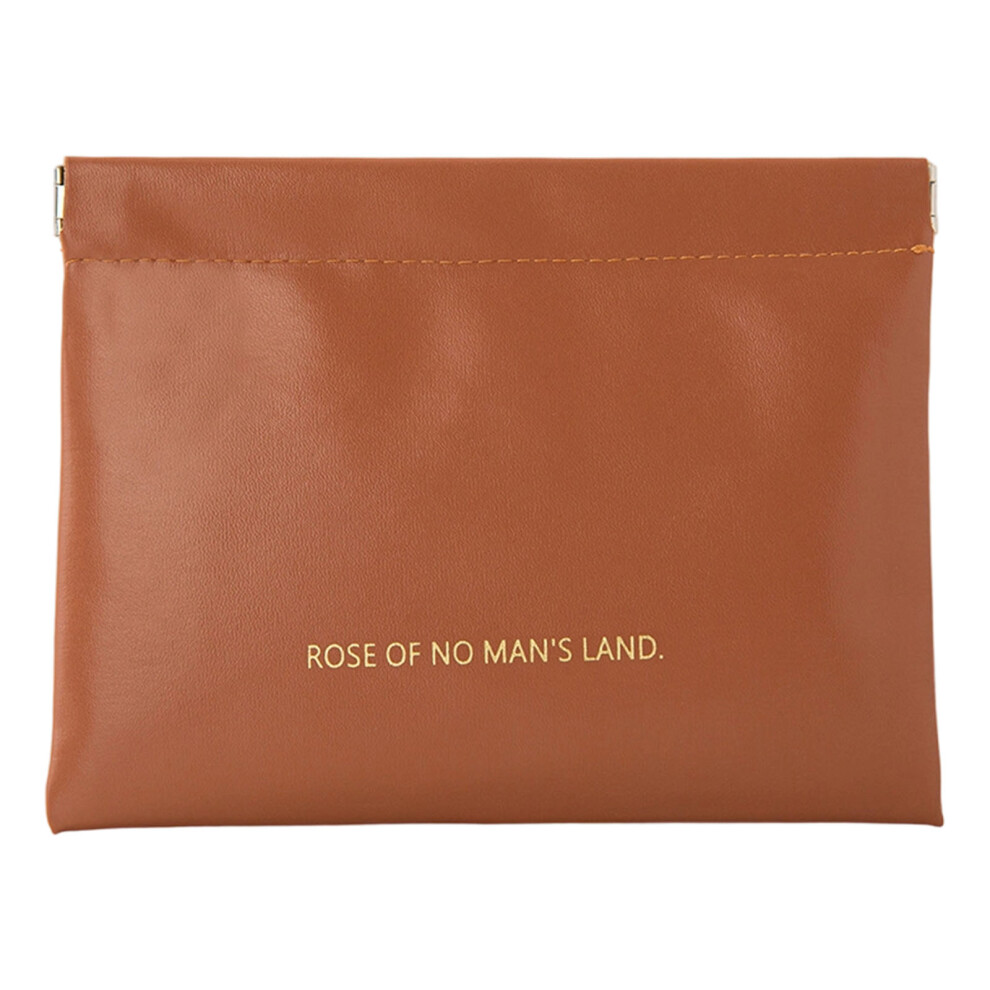 Brown Automatic Closure Makeup Pouches Pu Leather-Large Mocha