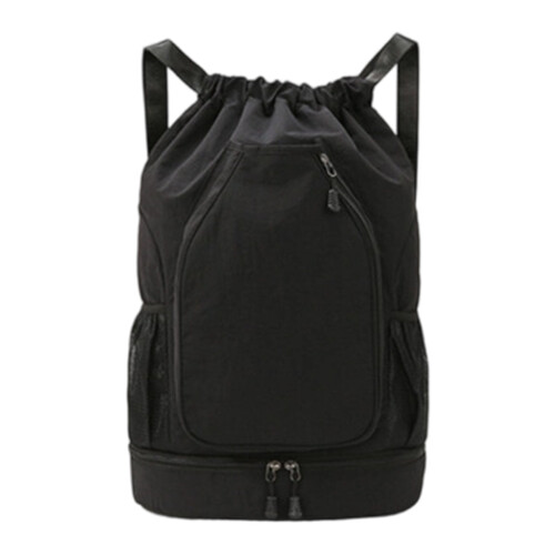 Spacious Interior Athletic Duffle Bag Secure Drawstring-Black