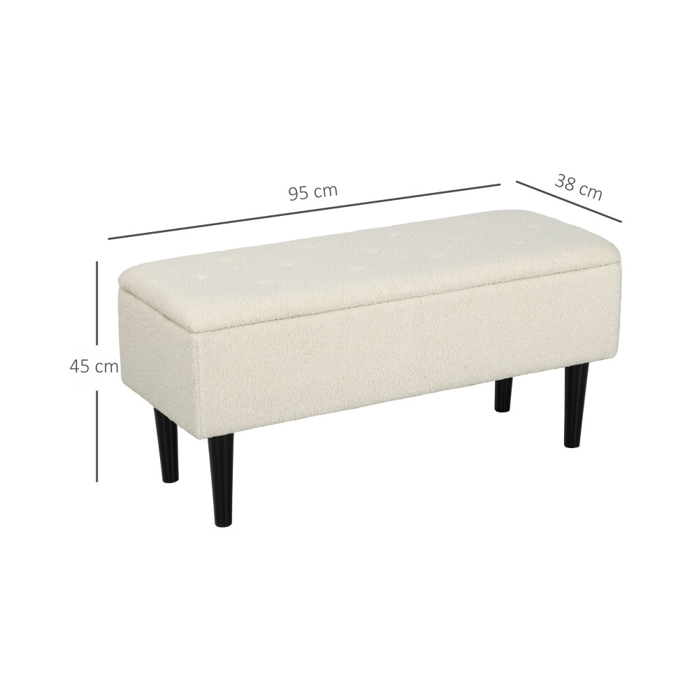 Cream 47L Teddy Fleece Storage Ottoman with Plush Seat Multi-Purpose Footstool for Living Room & Bedroom-image-OPC-PMZPRMT-NEW