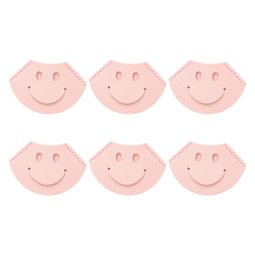 6 Stück lächelndes Gesicht Leder-Eckseiten-Lesezeichen,-Rosa