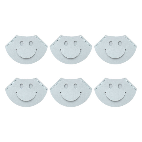 6 Stück lächelndes Gesicht Leder-Ecklesezeichen,-Himmelblau