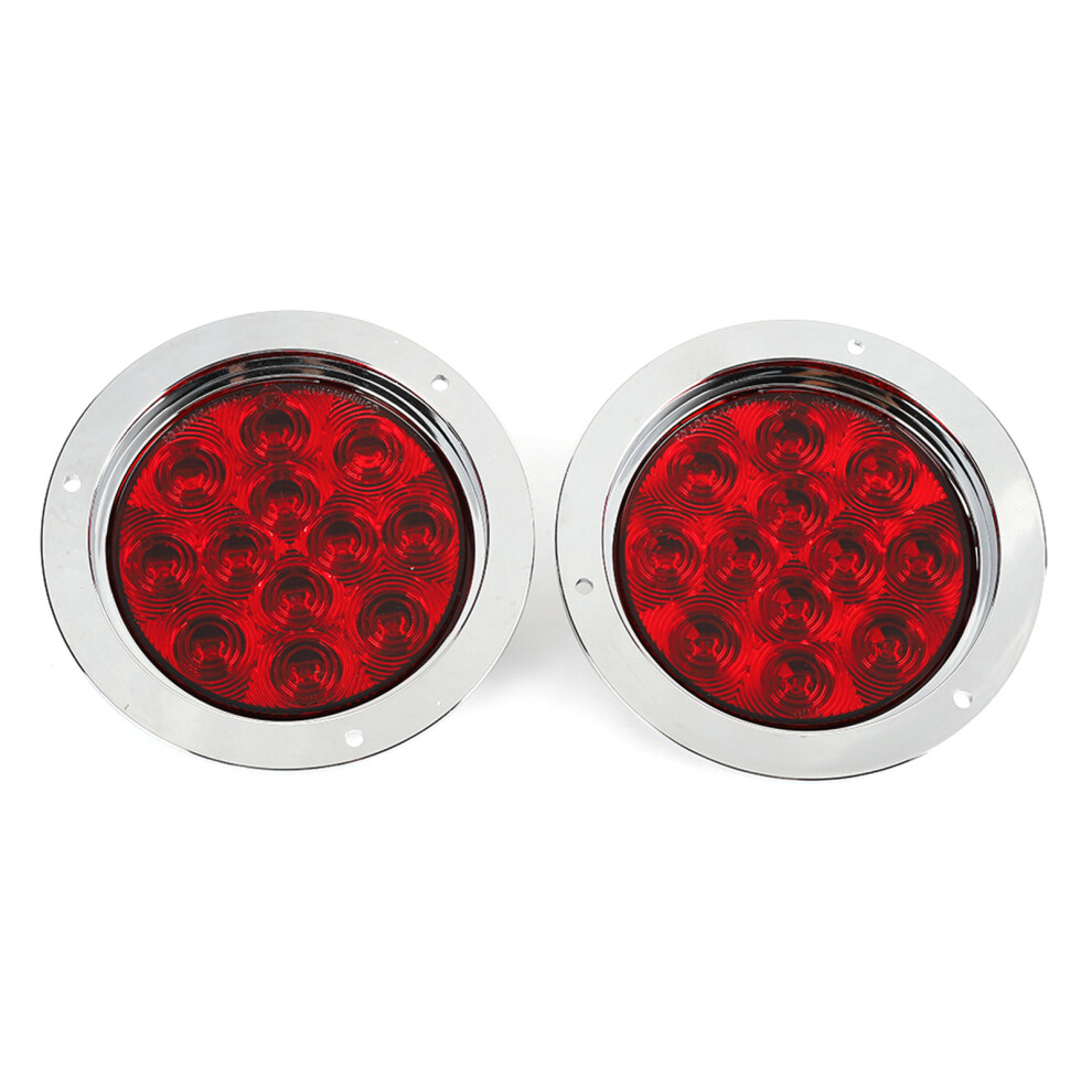 2Pcs 12V 4Inch 12Led Round Truck Tail Lights Brake Signal Lamps Red 9451361978582