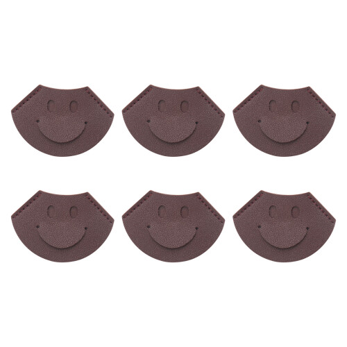 6 Stück lächelndes Gesicht Leder-Eckseiten-Lesezeichen,-Braun