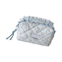 Plaids Cosmetic Bag Makeup Bag Portable Storage Bag-Blue