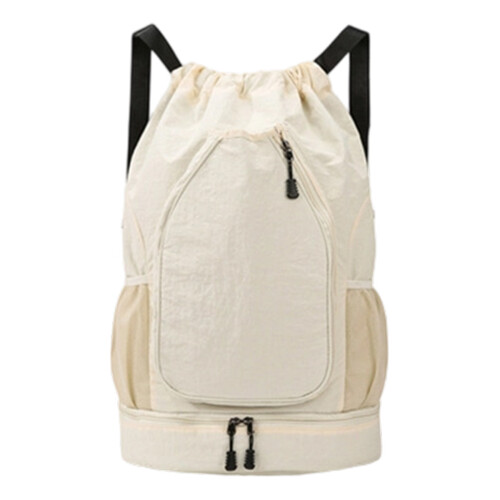 Large Capacity Waterproof Sports Backpack Drawstring Gym-Beige