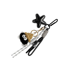 Gevlochten touw tas charme sleutelhanger mode decoratieve-Zwart
