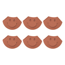 6 Stück Leder-Lesezeichen, lächelndes Gesicht,-Kaffeefarbe