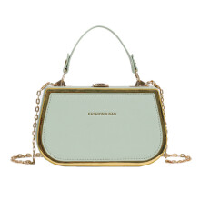 Women Chain Handbag Simple Shoulder Bag PU Leather-Light Green