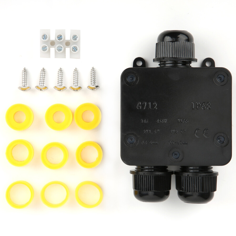 Black Waterproof Junction Terminal Box 3-Way Y Plastic Ip68 4621361985803