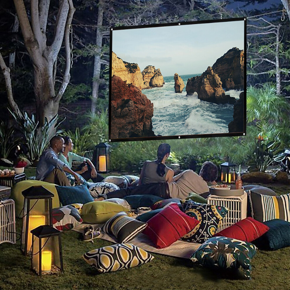 16:9 Foldable Portable 70In Hd Projector Screen Polyester For Home Office 8761361985864