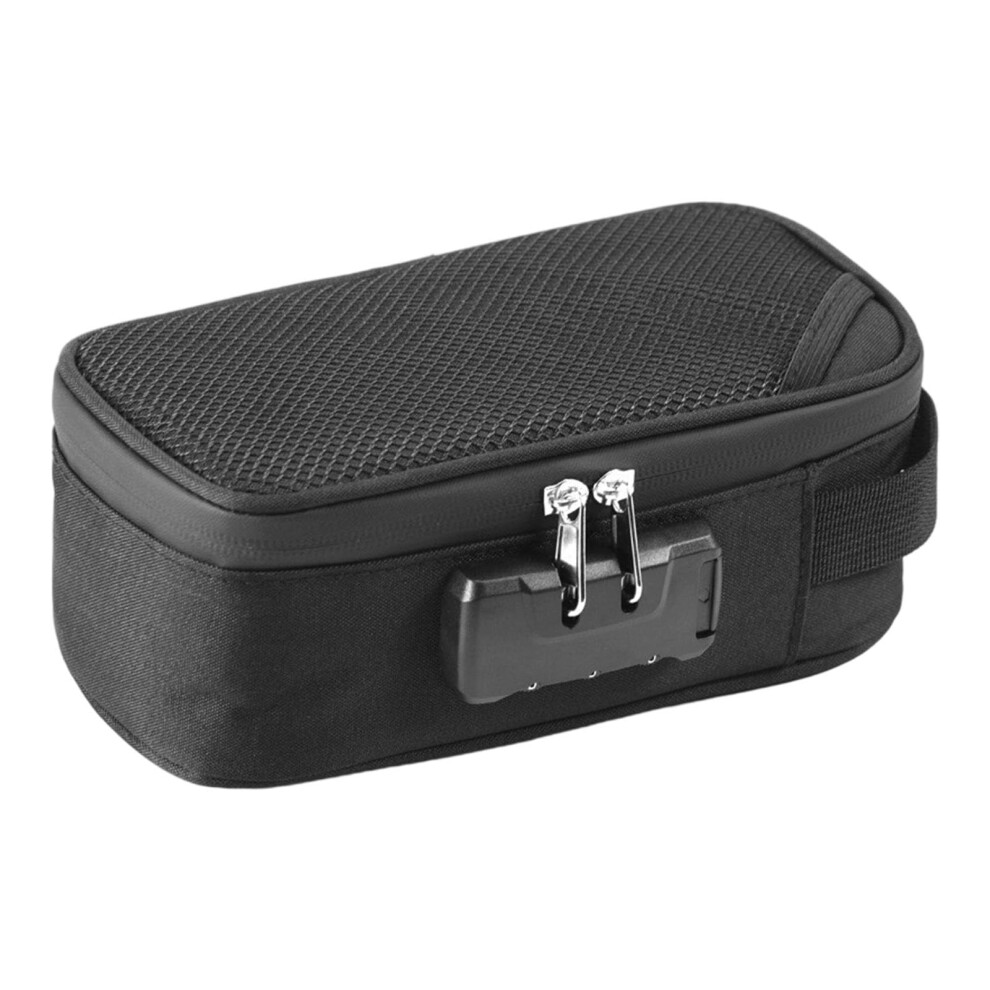 Black Multifunctional Discreet Pipe Bag Accessory For Travel With Customizable Container Dividers And Features Passwords Case