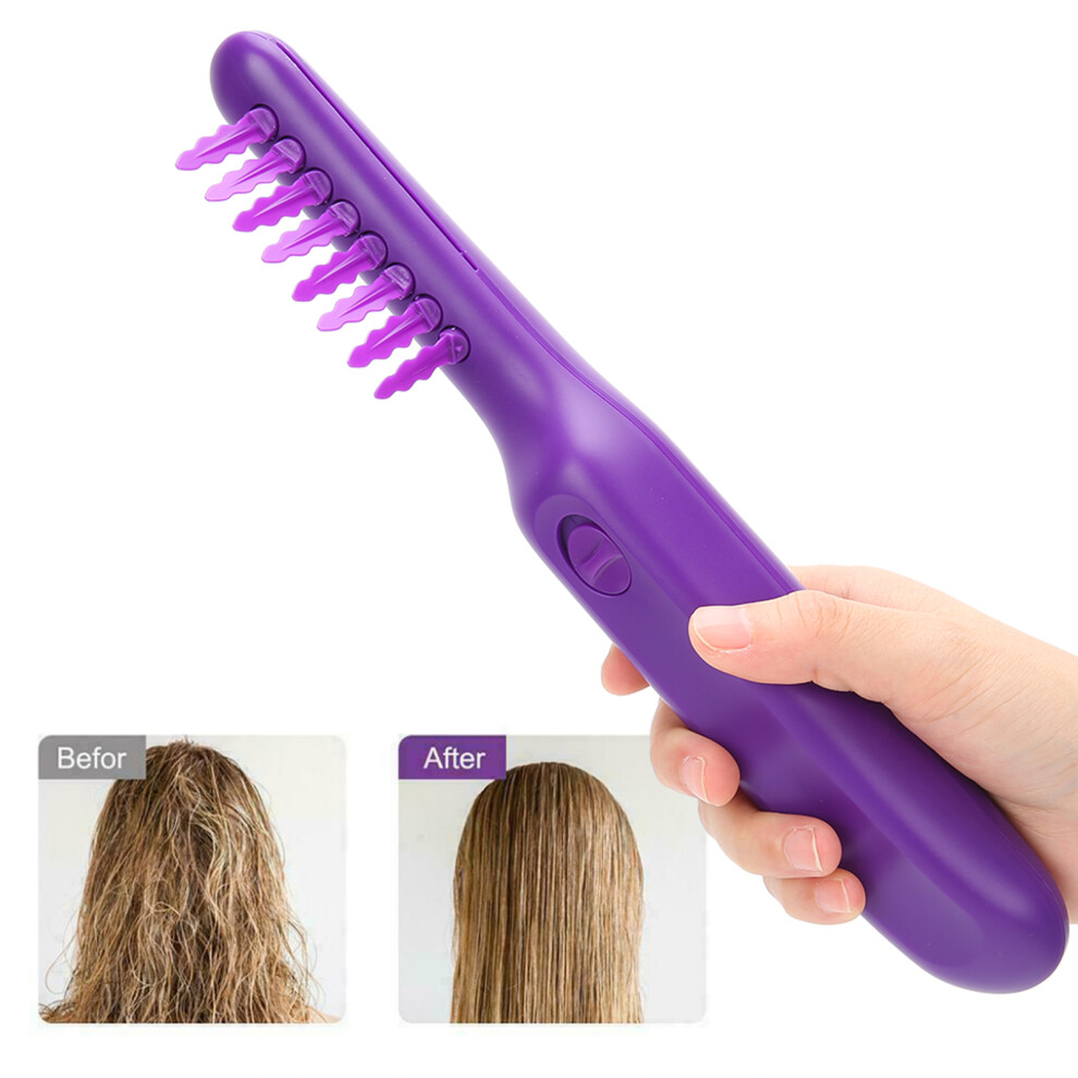 Unisex Purple Ionic Hair Detangling Comb With Vibration Massage Function Wet/Dry