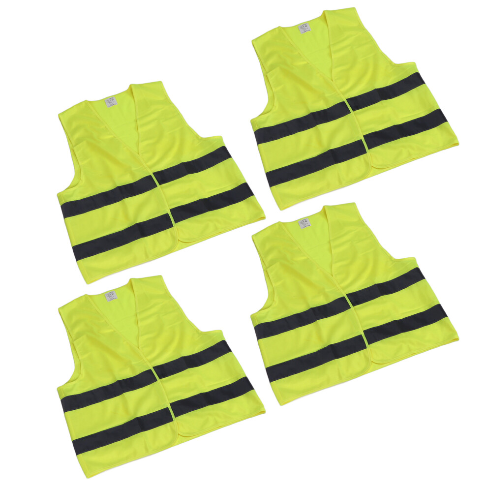 4Pcs Neon Yellow Safety Vest Xxl Reflective Strip For Traffic & Accident 6951361989340