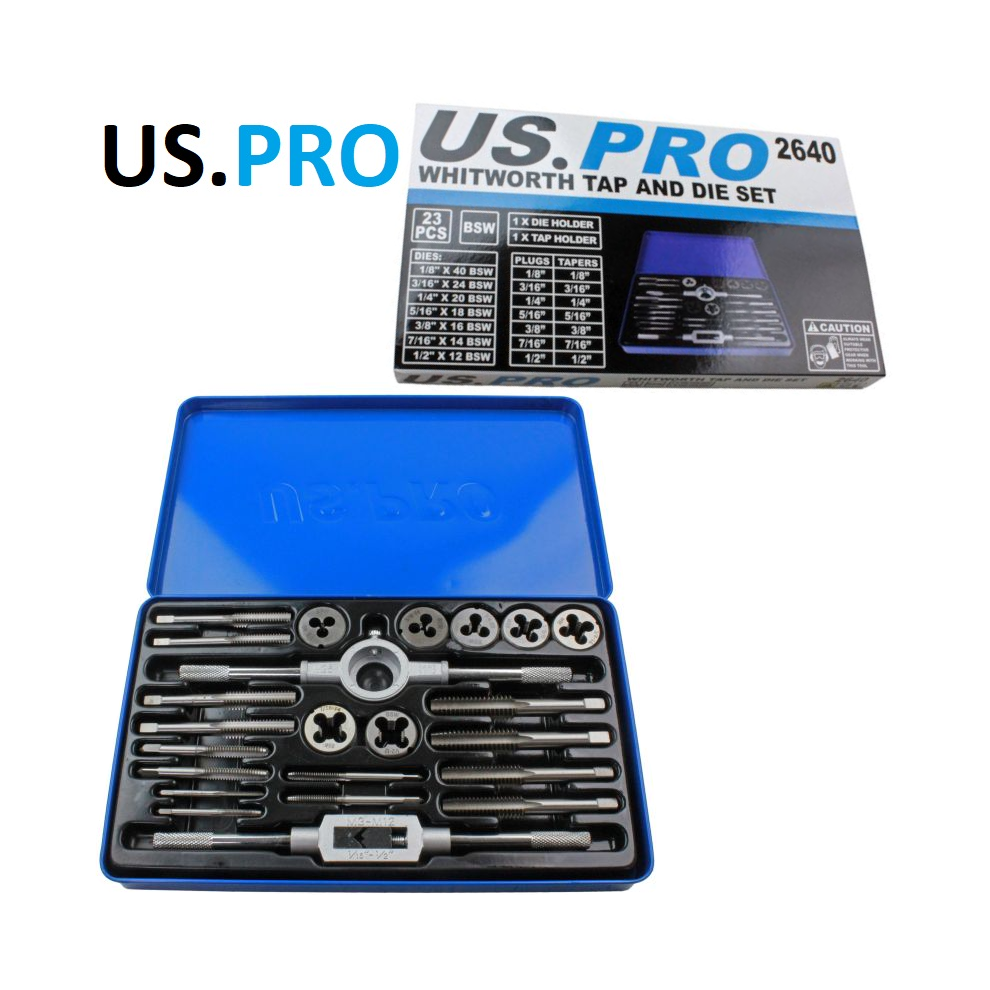 US PRO 23pc WHITWORTH Tap And Die Set 2640