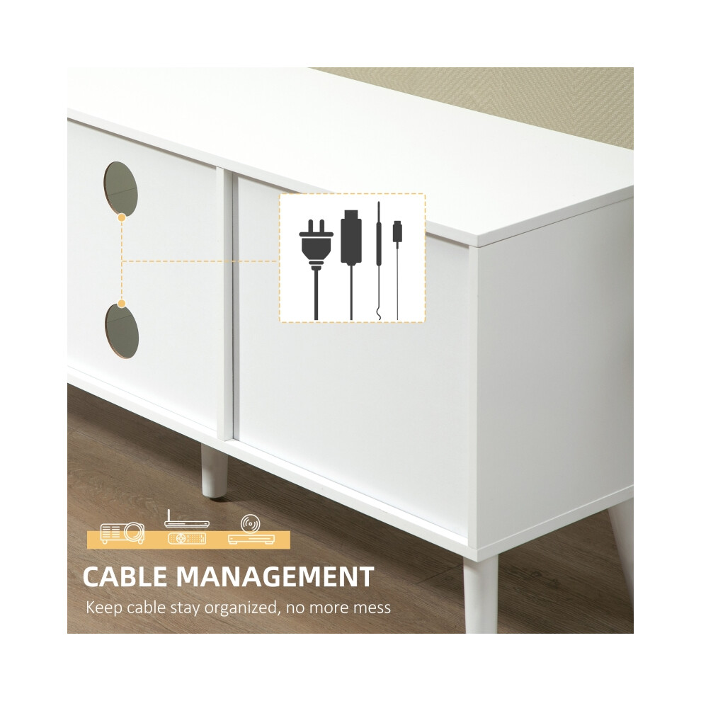 TV Cabinet Stand for Up to 50'' TVs with Foldable Drawers White Entertainment Unit Multi-Functional Living Room Storage-image-OPC-PMZQQ6H-NEW