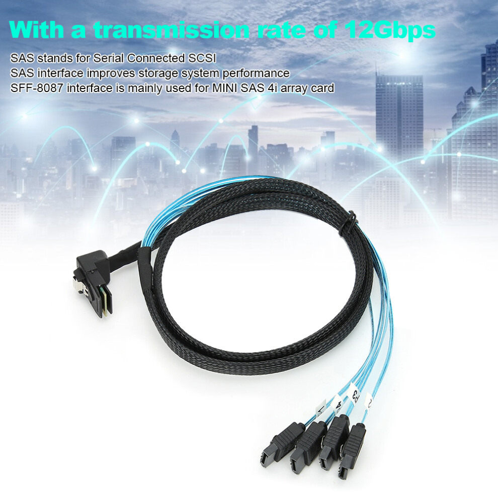 Mini Sas 36Pin To 4 Sata Cable 1M 90 Extension For Pc & Storage 9421361996817