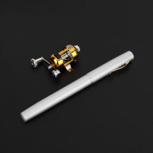 Mini tragbarer teleskopischer Angelrute & Rolle, Silber, 21 cm zusammenklappbar