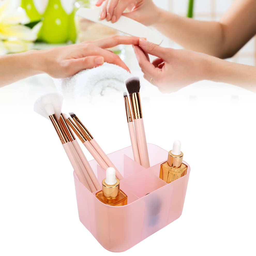 Pink Acrylic Nail Art Storage Box with 6 Grids, 8.5x11x15cm
